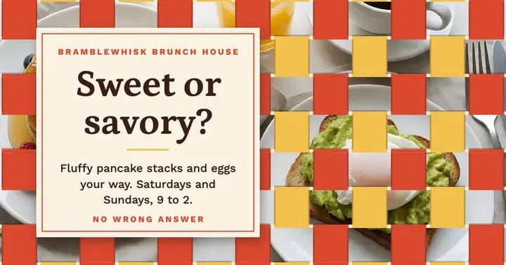 Bramblewhisk sweet or savory brunch photo weave post: weekend brunch facebook post template