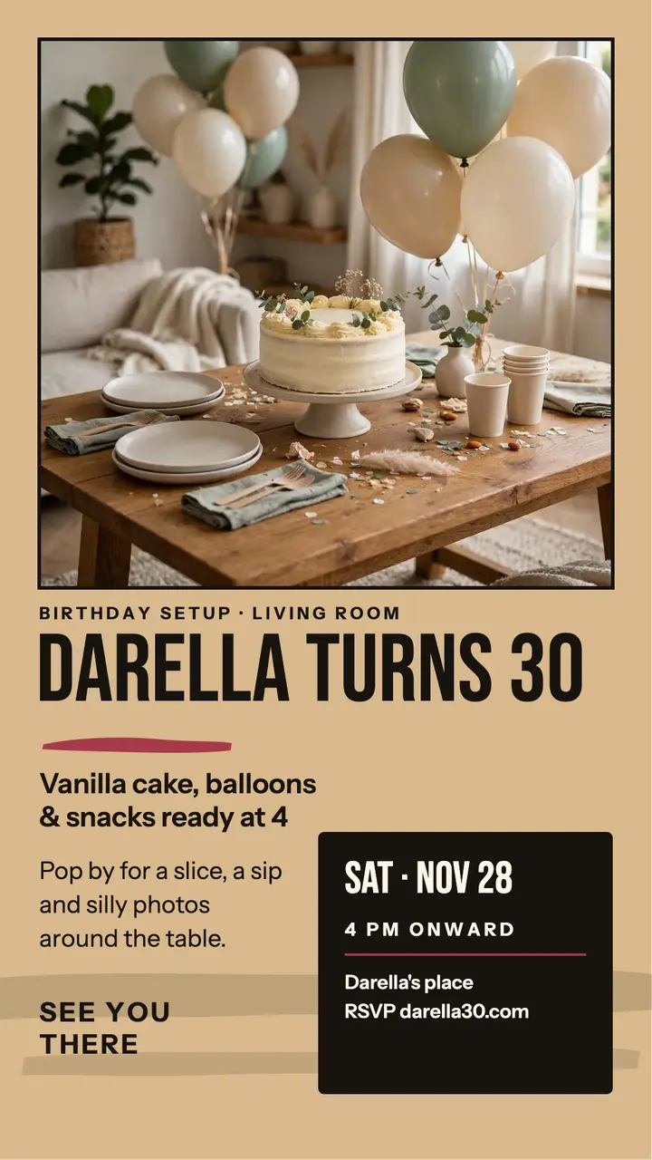 Darella turns 30 brush birthday story: birthday story template