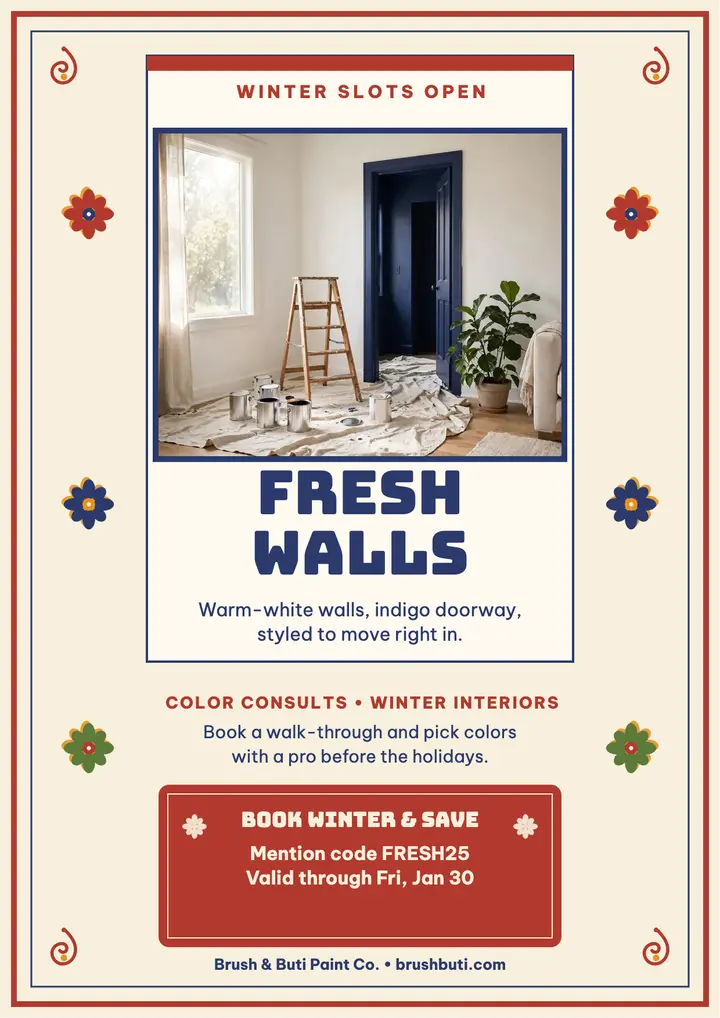 Brush and Buti winter painter flyer template