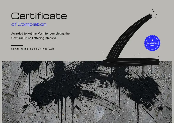 Brush lettering workshop certificate, calligraffiti template
