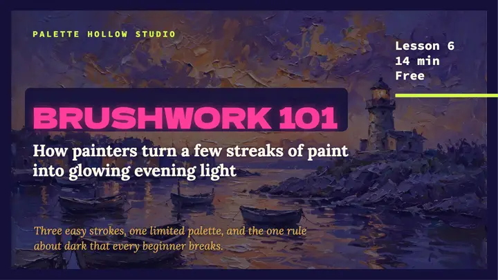 Brushwork 101 painting lesson thumbnail, neon over oil template