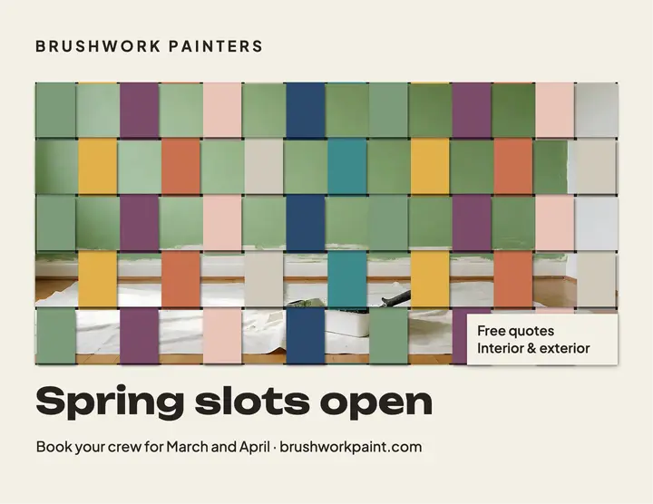 Brushwork painters spring booking flyer: painter flyer template