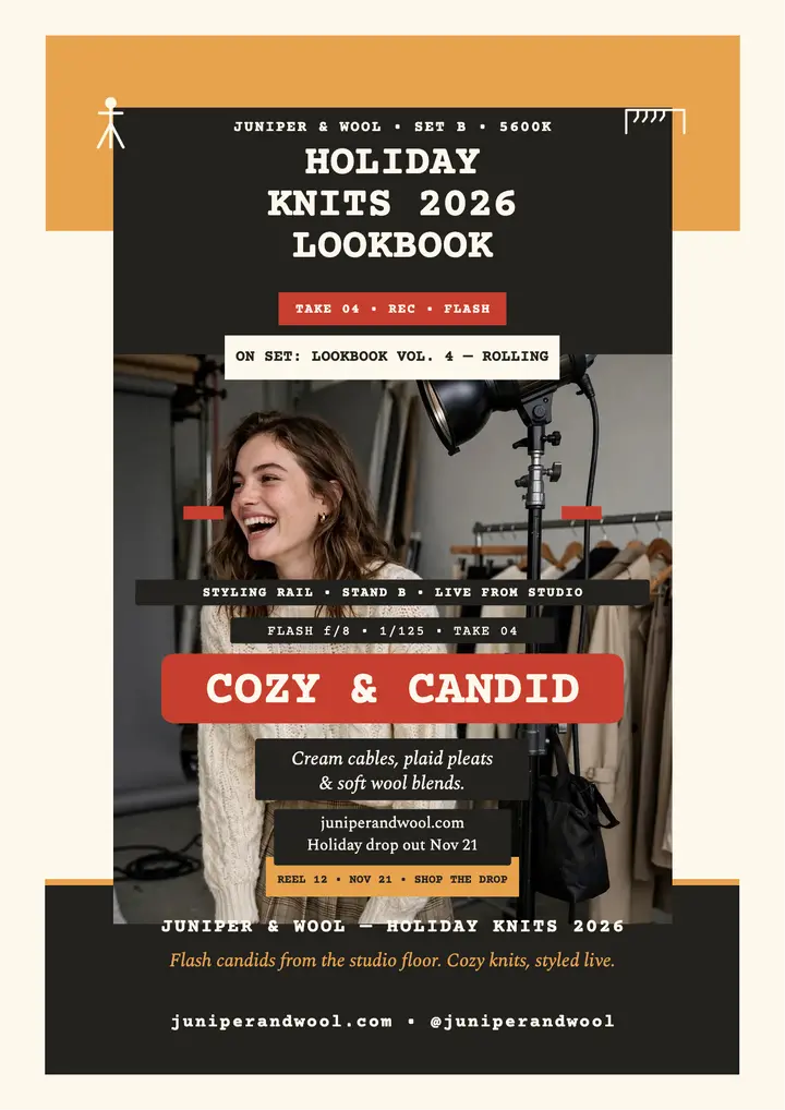 Juniper and Wool holiday knits BTS flyer template