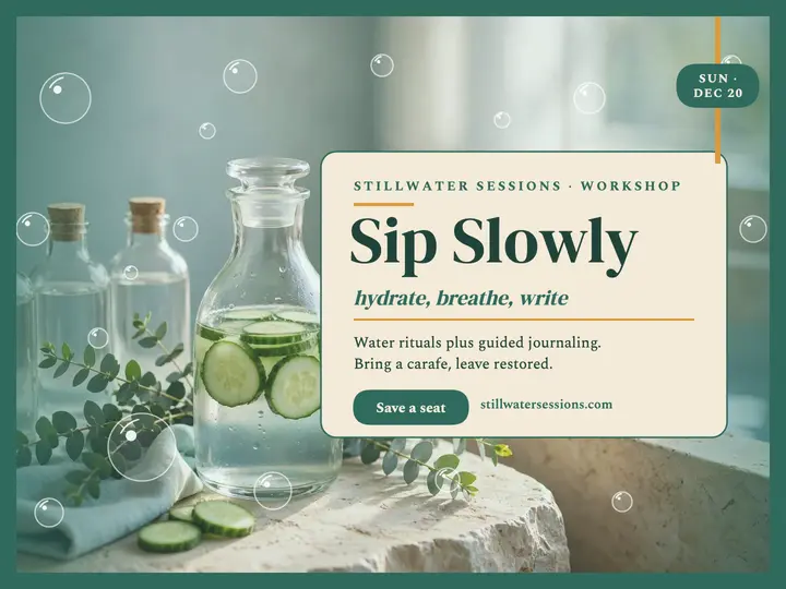 Stillwater water rituals workshop slide: wellness workshop slide template
