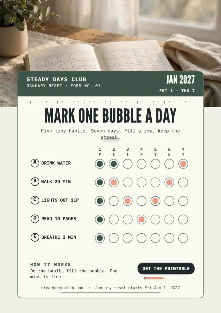Steady Days January reset bubble tracker template