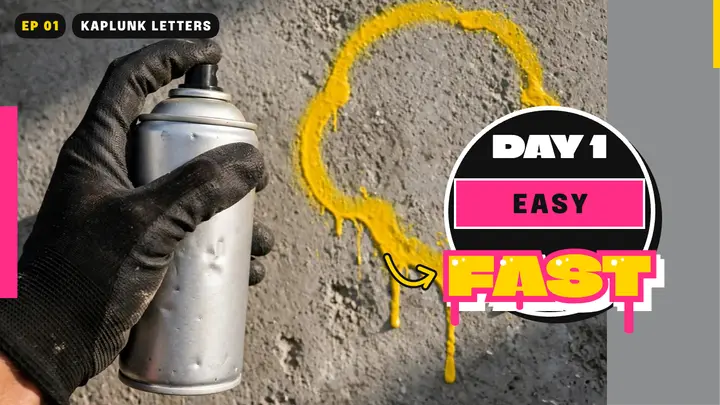 Bubble letter tutorial thumbnail, graffiti throw-up template