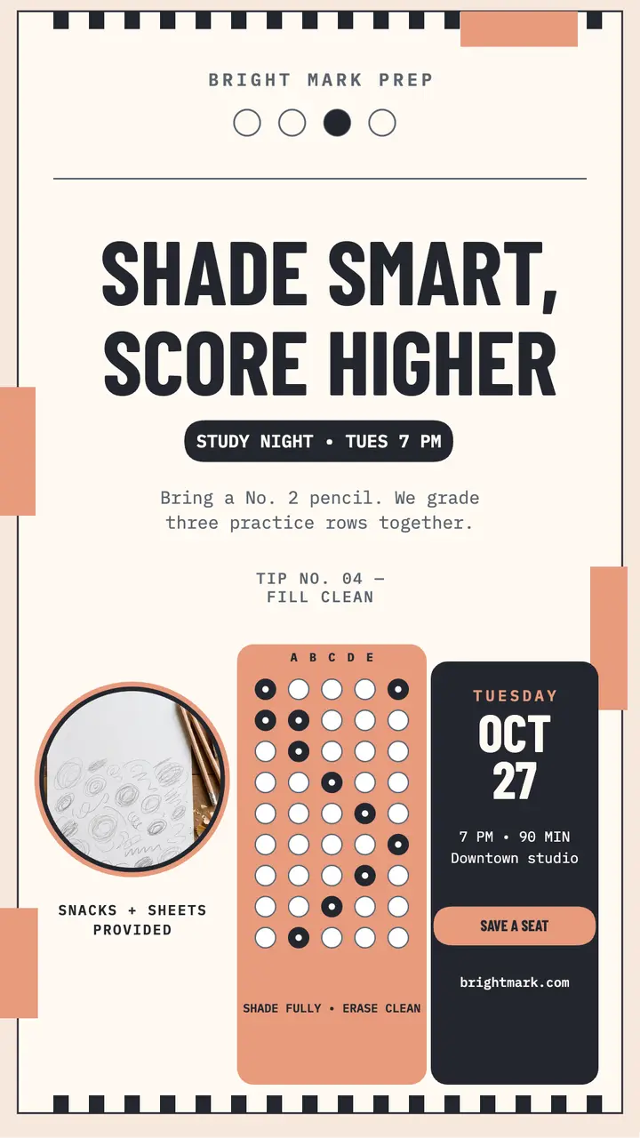 Bright Mark Prep bubble sheet study night template