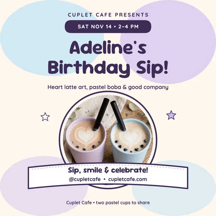 Dott Adeline birthday sip cupsleeve post template