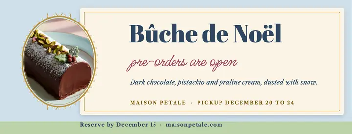 Maison Pétale bûche de Noël cover, rococo romance: bûche de noël pre-order facebook cover template