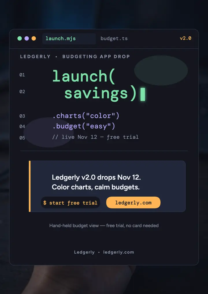 Ledgerly budgeting app launch flyer template
