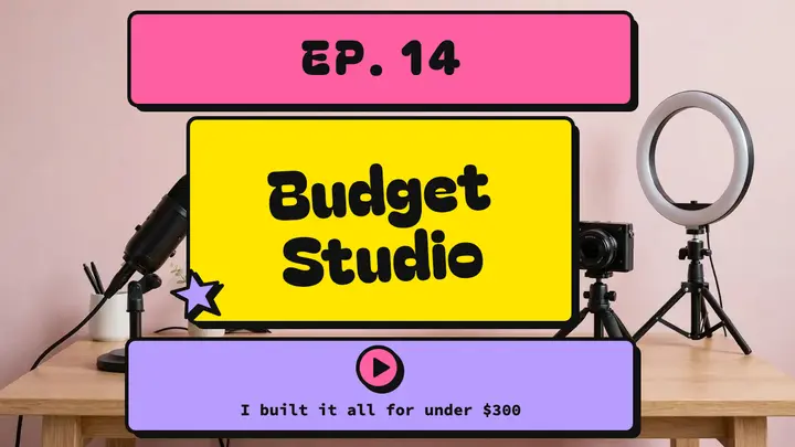 Budget home studio tour YouTube thumbnail template