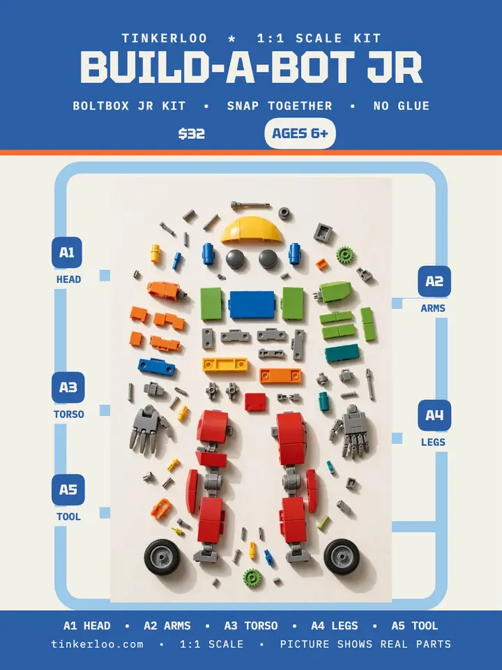 Boltbox Jr build-a-bot kit card template