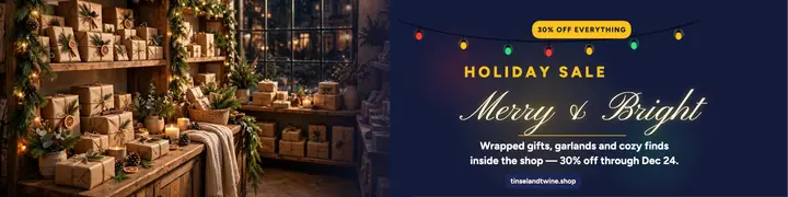 Tinsel and Twine holiday sale banner: holiday sale banner template