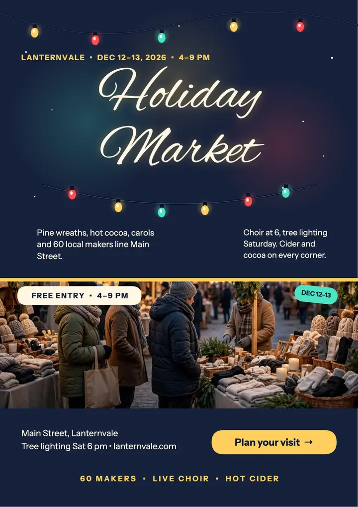 Lanternvale Holiday Market night flyer template