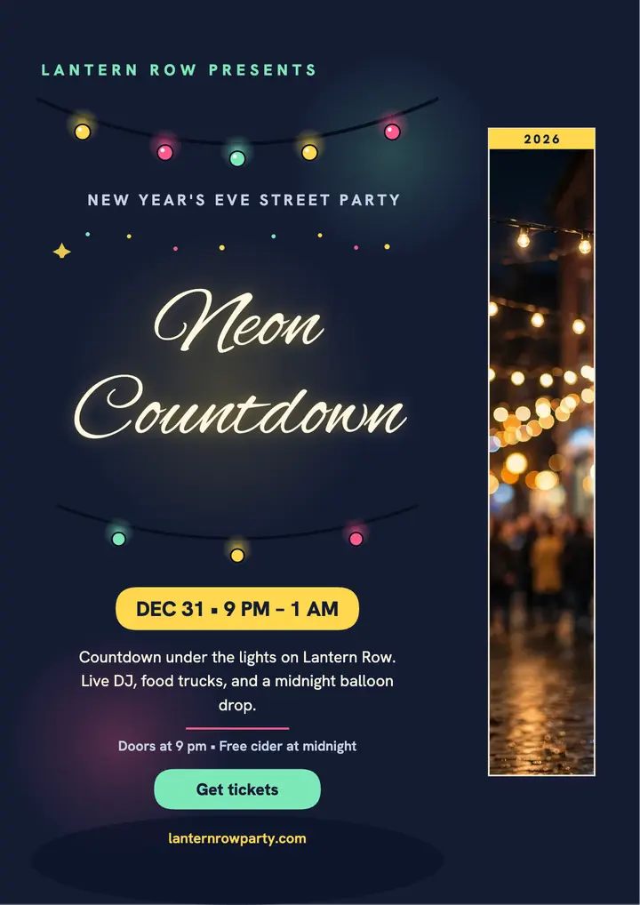 Neon Countdown street party flyer template