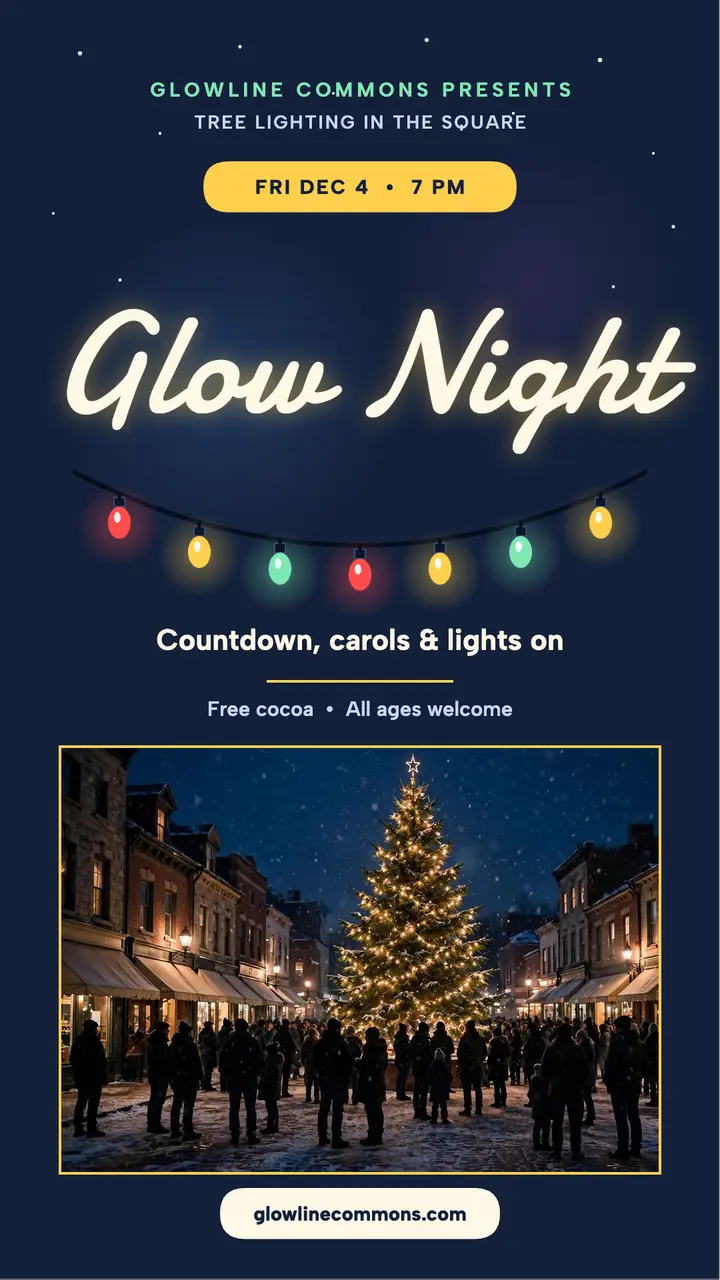 Glowline Commons tree lighting bulb story template