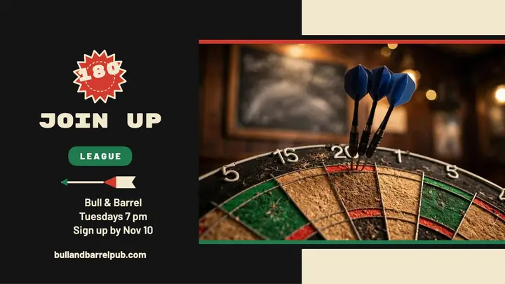 Bull and Barrel darts league thumbnail template