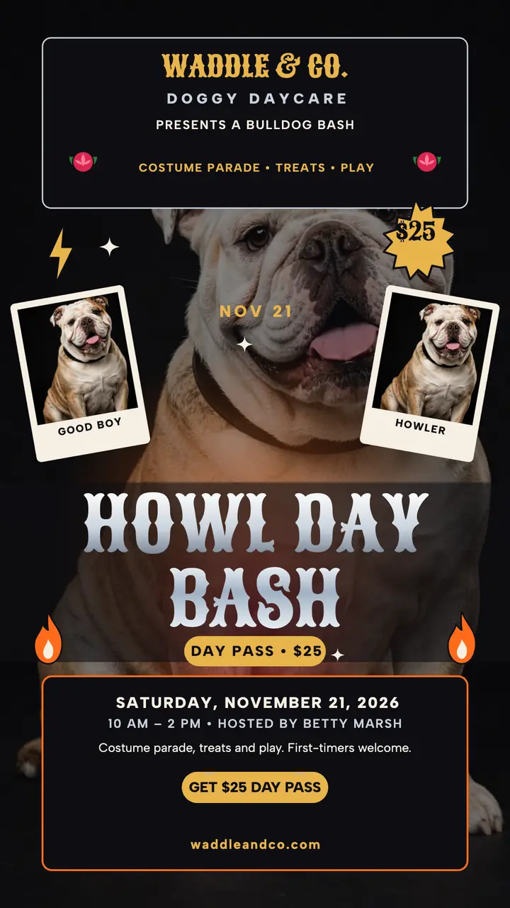 Waddle and Co bulldog Howl Day story template