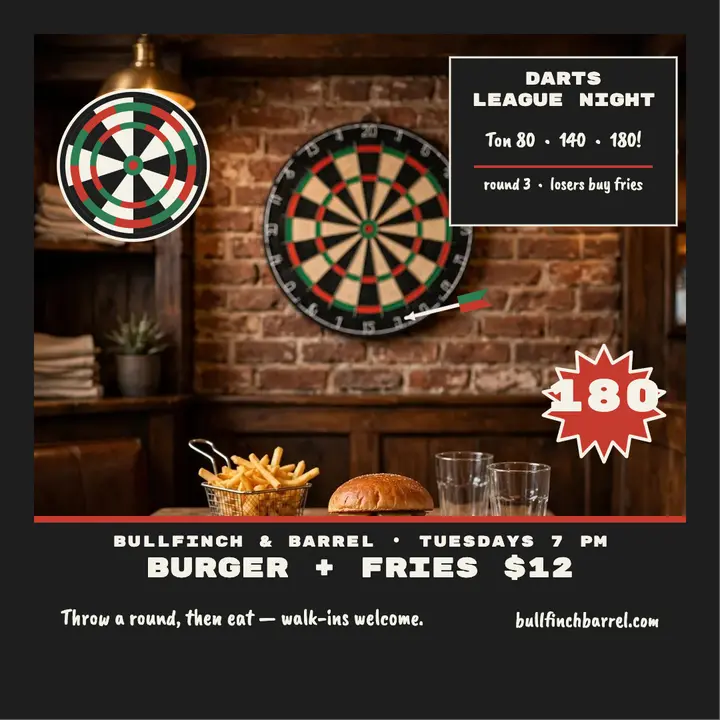 Bullfinch darts league night post template