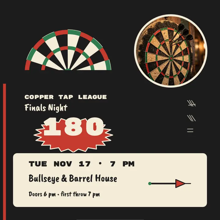 Bullseye and Barrel darts finals night post template