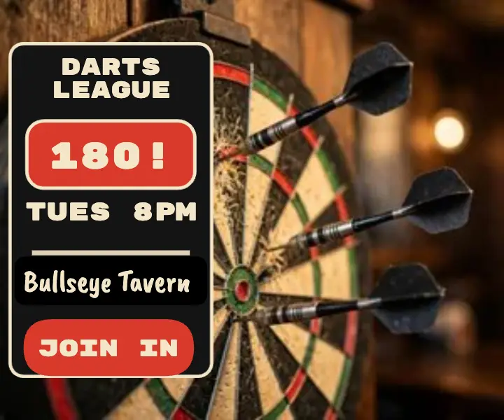Bullseye Tavern darts league night ad template