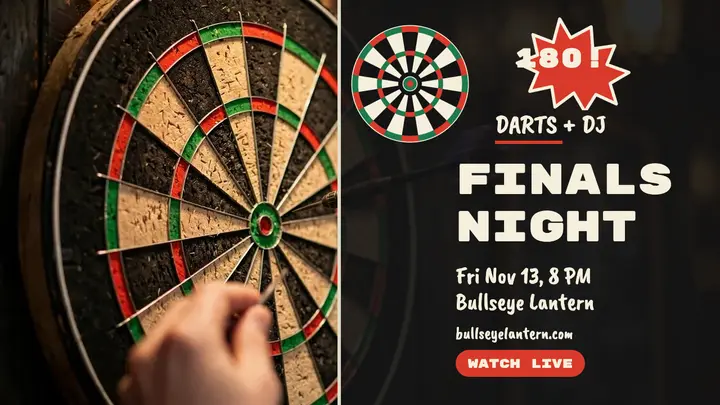 Bullseye Lantern darts finals night thumbnail template