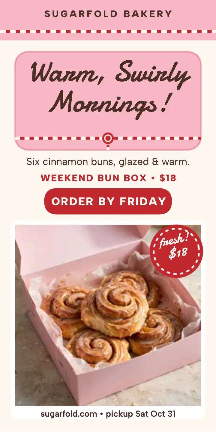 Sugarfold weekend bun box bakery ad template