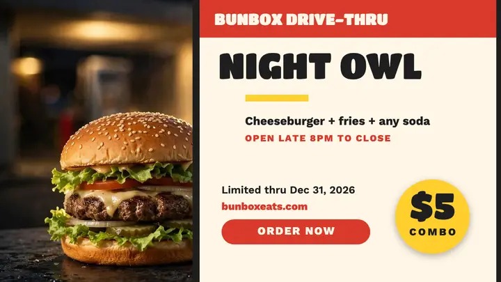 Bunbox Night Owl combo drive-thru thumbnail template