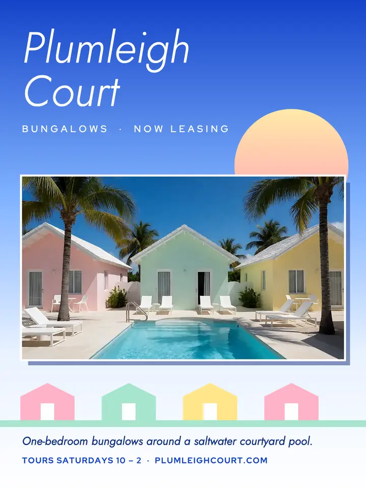Plumleigh Court bungalows now leasing post: bungalow court leasing post template
