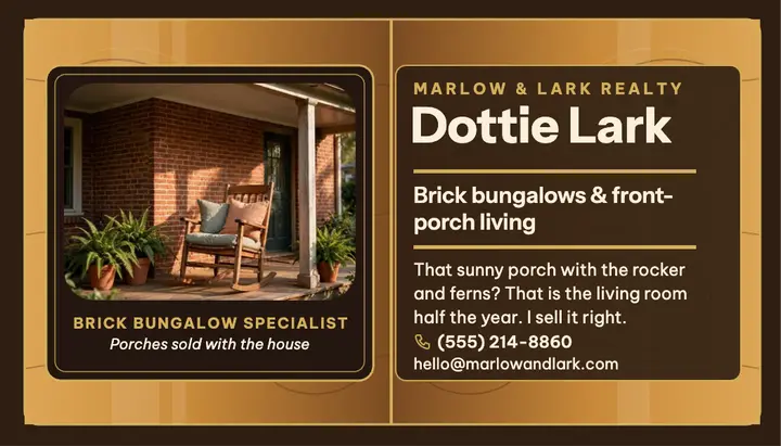 Dottie Lark bungalow realtor card template