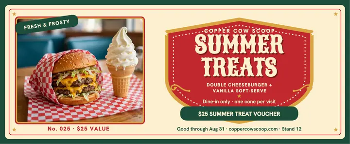 Copper Cow summer treat voucher template