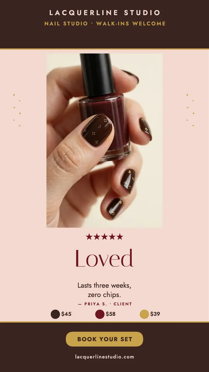 Lacquerline Studio burgundy review story template