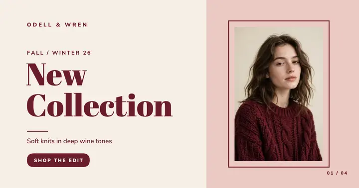 New collection burgundy post template