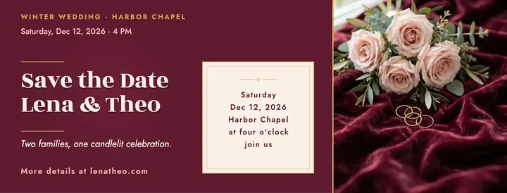 Lena and Theo velvet save the date cover template