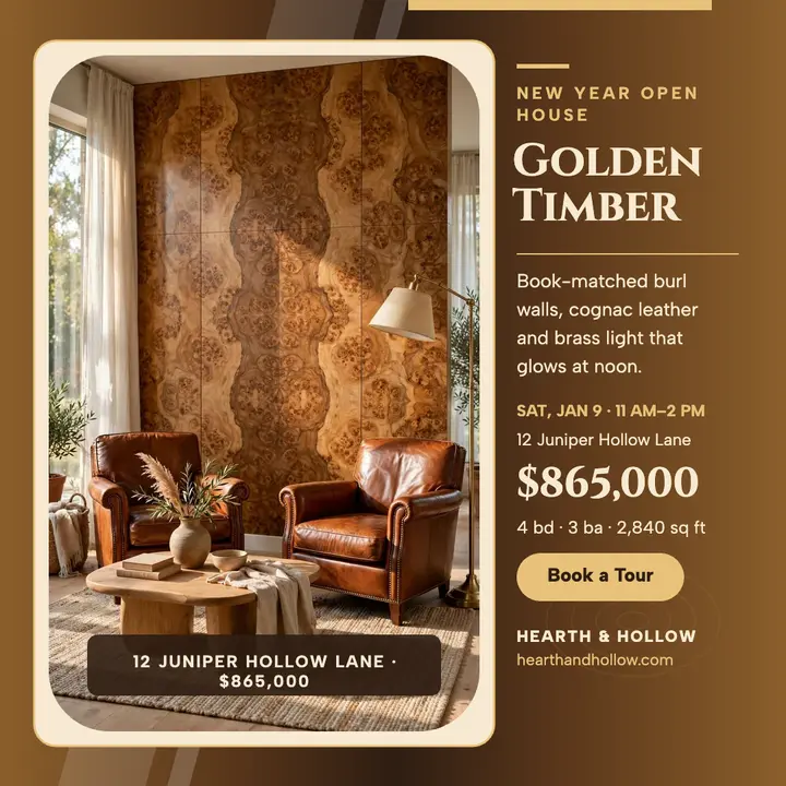 Golden timber listing, Hearth and Hollow template