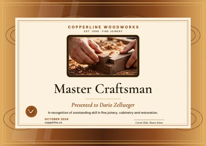 Copperline Master Craftsman certificate template