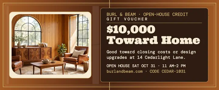 Burl and Beam home credit voucher template