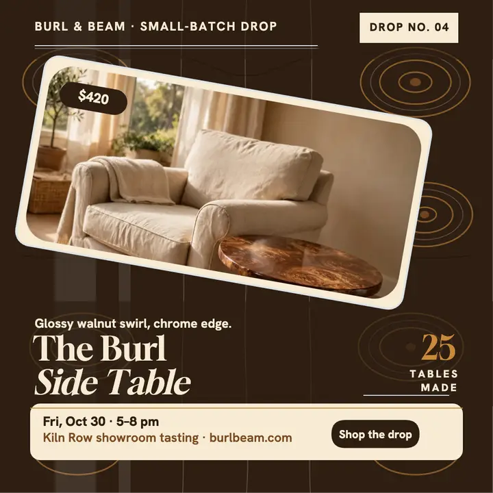 Burl and Beam walnut side table drop: side table drop post template