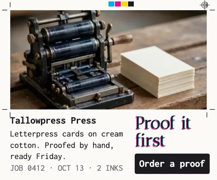 Tallowpress Press letterpress business cards ad template