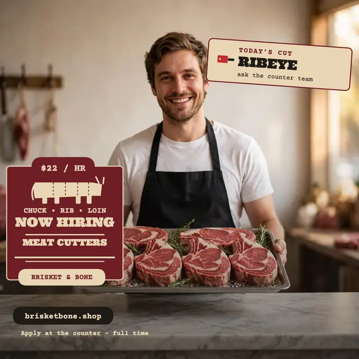 Brisket and Bone hiring cutters post: butcher hiring post template