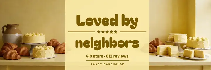 Tansy Bakehouse reviews X header, butter yellow: bakery reviews header template