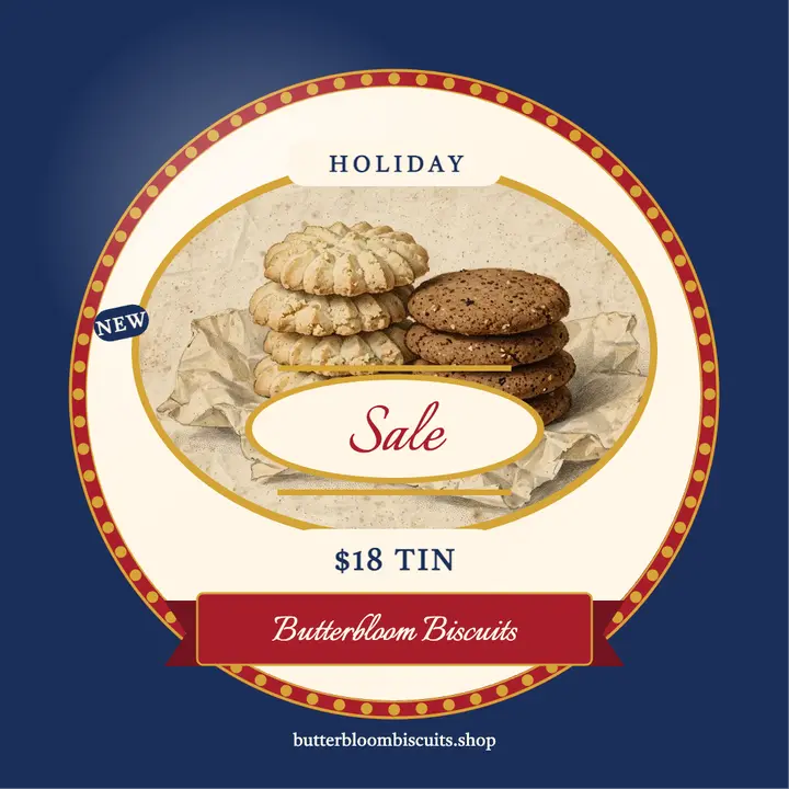Butterbloom holiday cookie tin sale post template