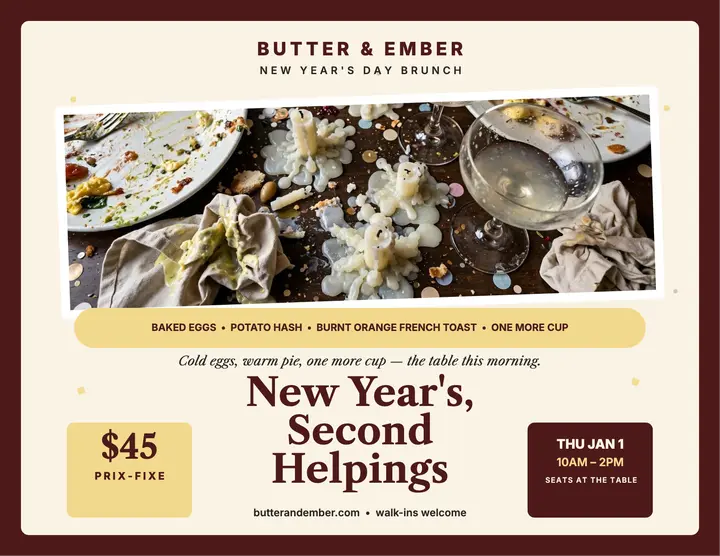 Butter and Ember New Year brunch flyer template
