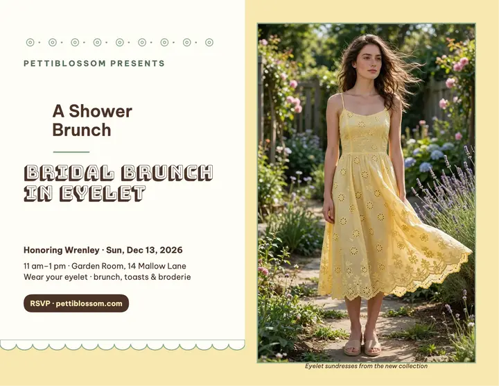Pettiblossom eyelet bridal brunch flyer template
