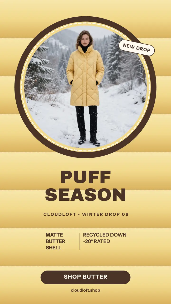 Cloudloft butter puffer quilted story template