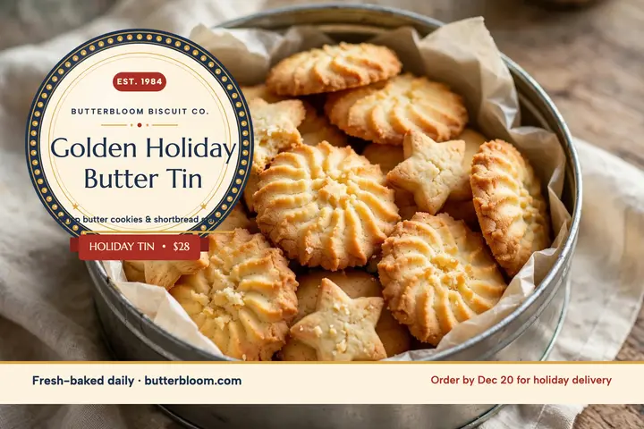 Butterbloom holiday butter tin postcard template