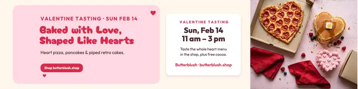 Butterblush Valentine heart treats banner template