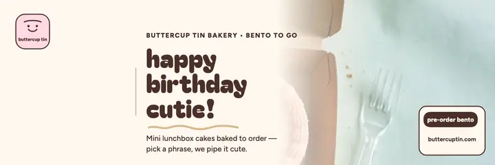 Buttercup Tin birthday bento header template