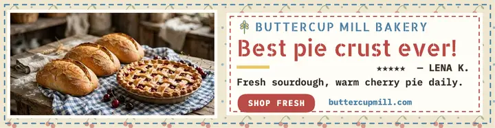 Buttercup Mill Bakery review billboard template