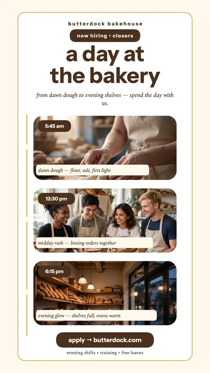 Butterdock day hiring story template